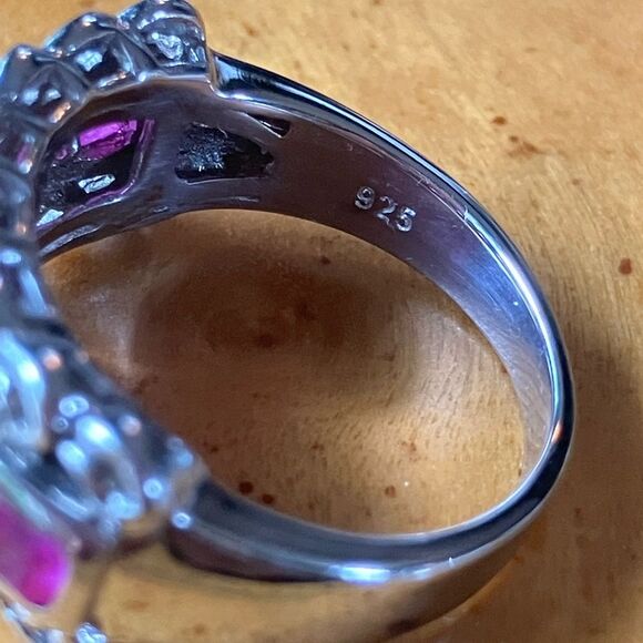 Natural Ruby Sterling Silver Ring Size 6 - Picture 6 of 10